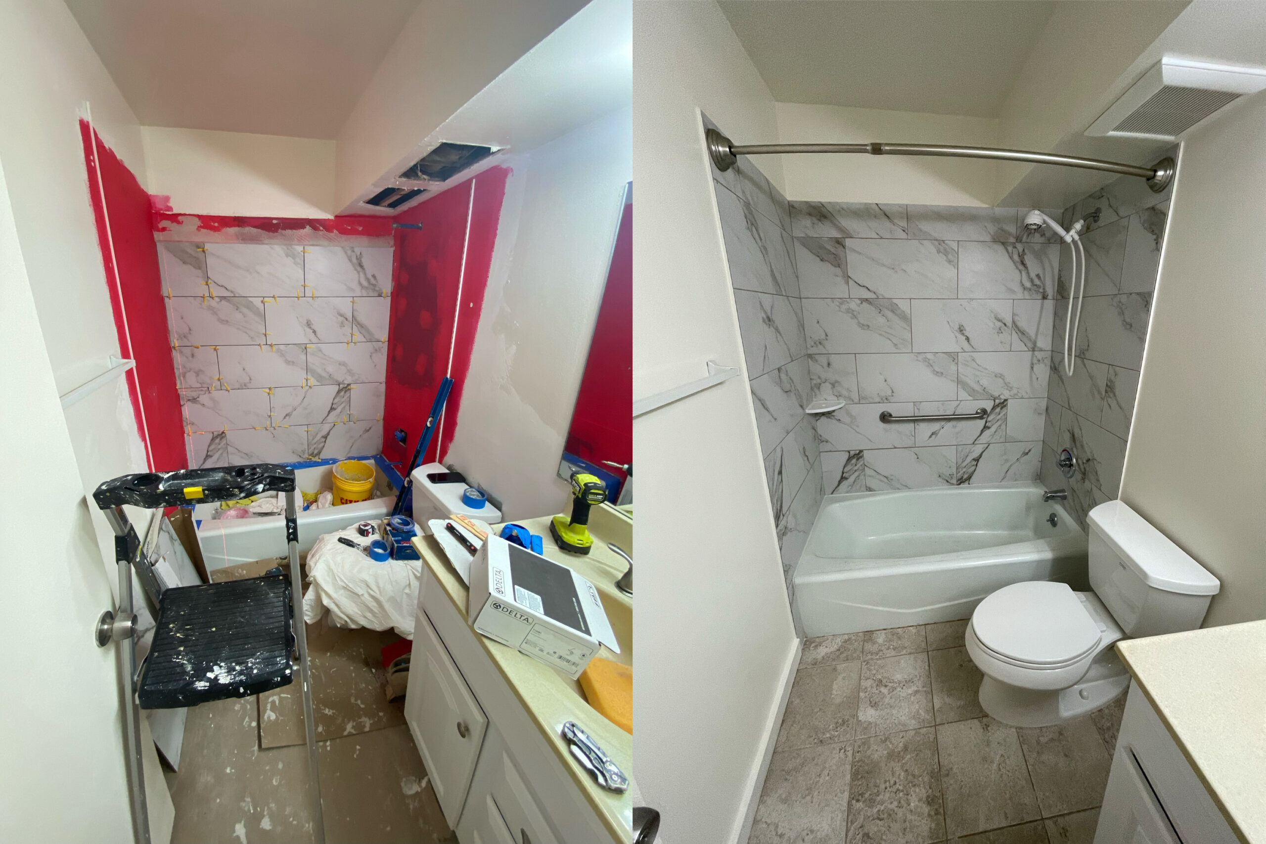 water damage - before and after